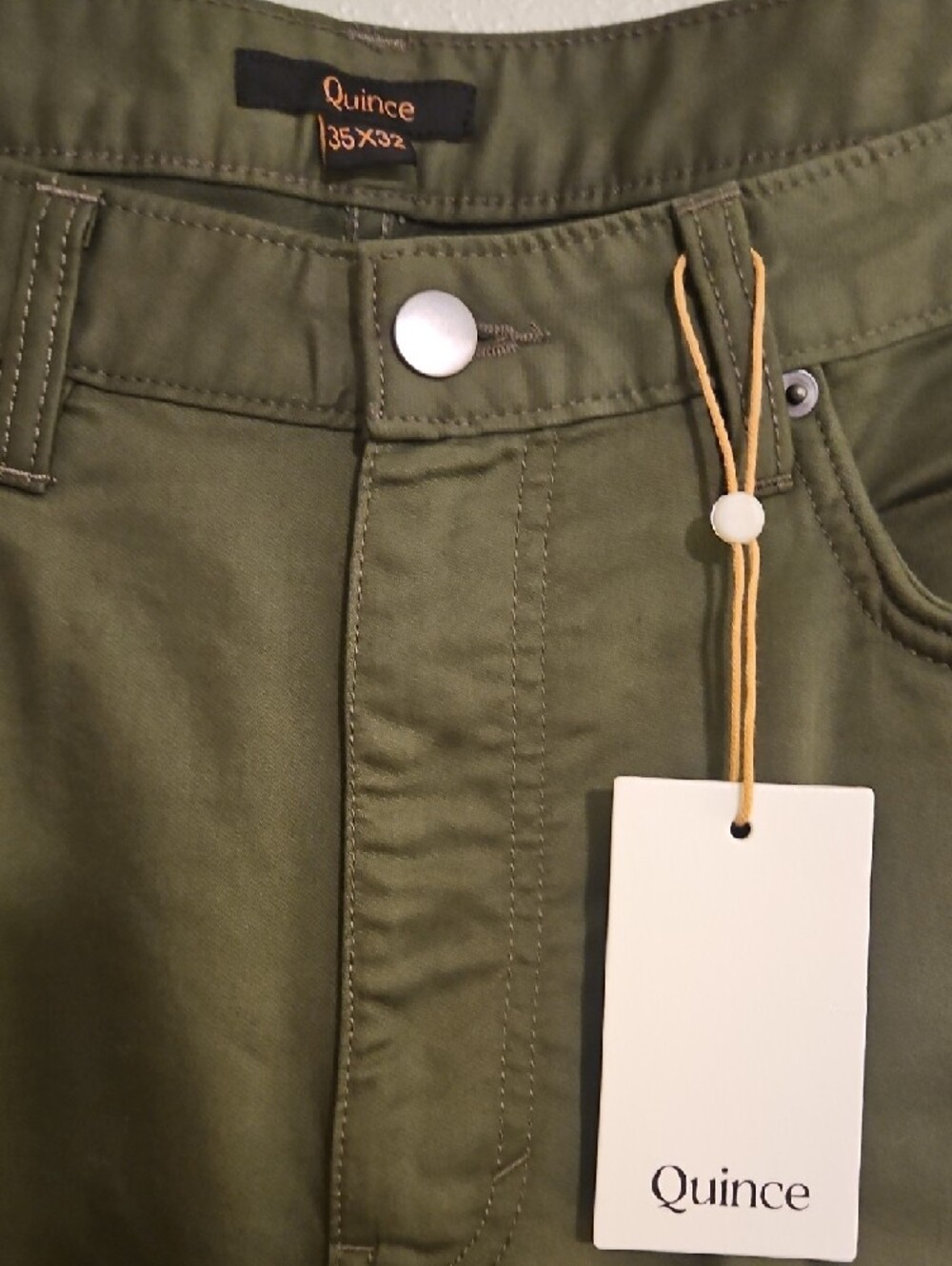 Quince NWT Comfort Stretch Traveler 5-Pocket Pants - Straight In Chive 35x32l - Picture 2 of 7